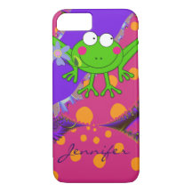 Funny Frog with Flower & custom Name