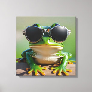 Funny frog with sunglasses canvas print