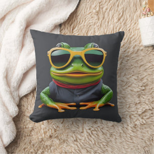 Funny frog with sunglasses cushion