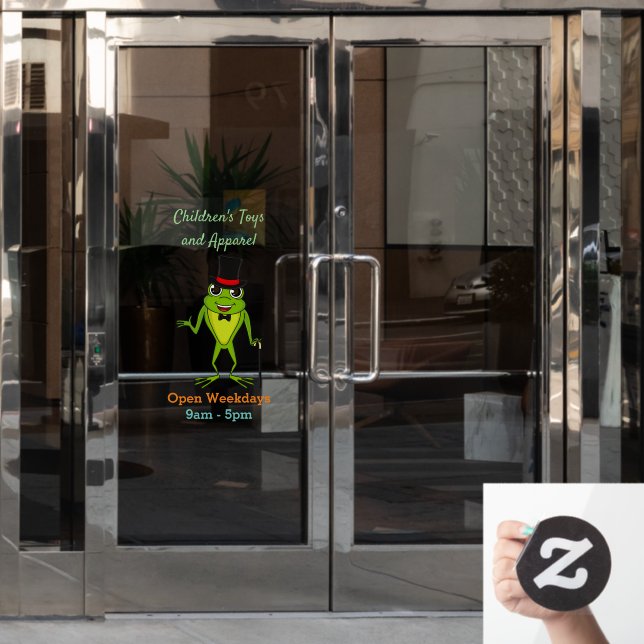 Funny frog with top hat cartoon (Office Door)