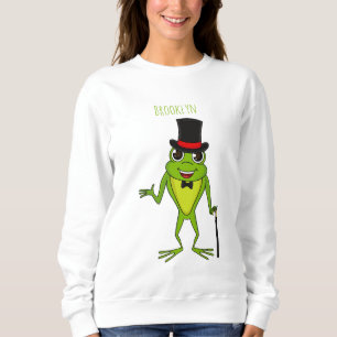 Funny frog with top hat cartoon