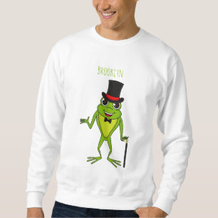 Funny frog with top hat cartoon