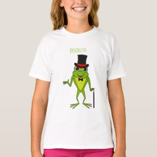 Funny frog with top hat cartoon