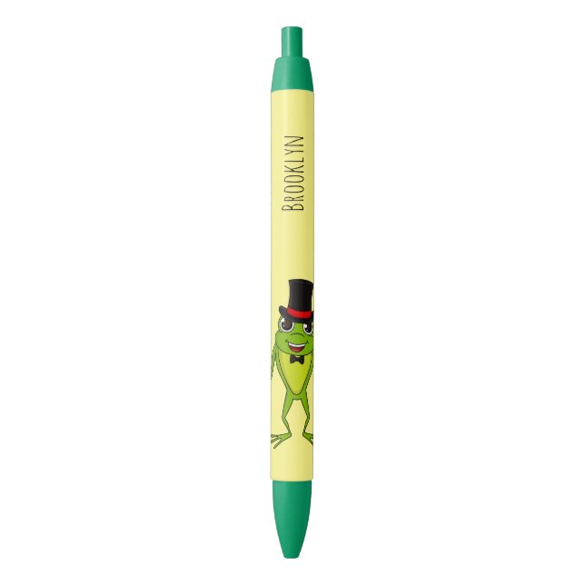 Funny frog with top hat cartoon black ink pen (Front Vertical)