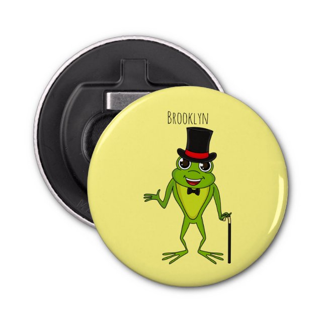 Funny frog with top hat cartoon bottle opener (Front)