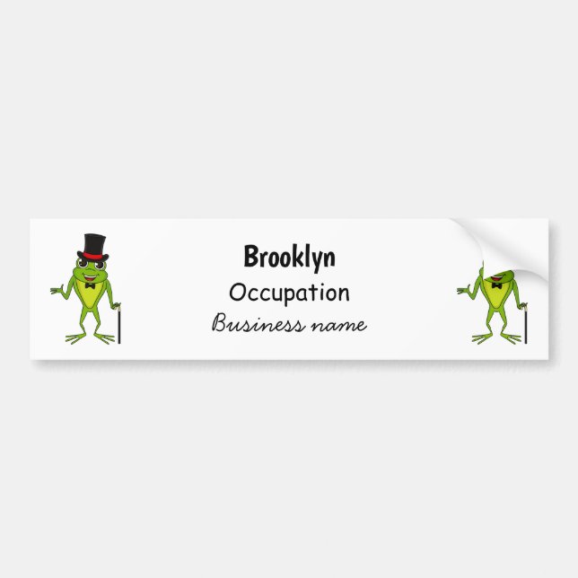 Funny frog with top hat cartoon bumper sticker (Front)