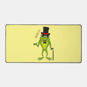 Funny frog with top hat cartoon desk mat