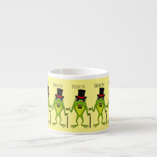 Funny frog with top hat cartoon espresso cup