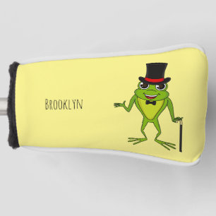 Funny frog with top hat cartoon golf head cover