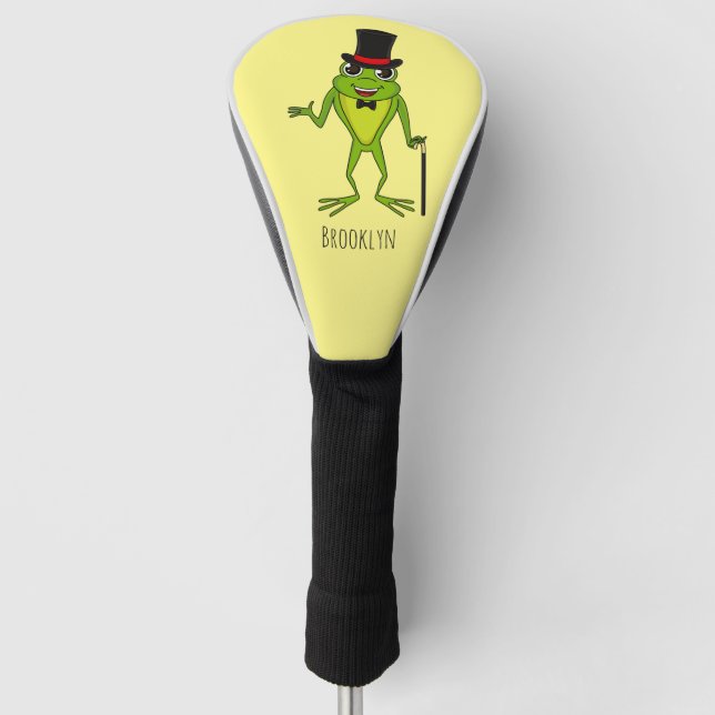 Funny frog with top hat cartoon golf head cover (Front)