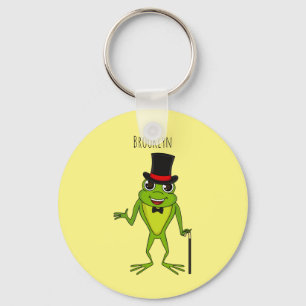 Funny frog with top hat cartoon key ring