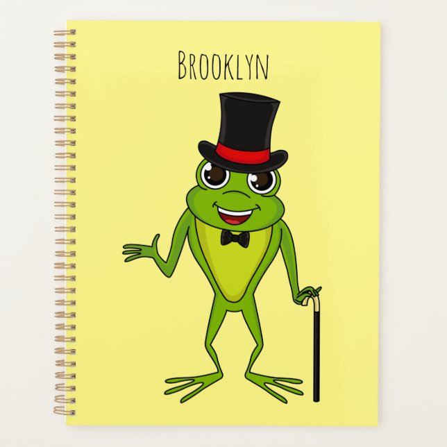 Funny frog with top hat cartoon planner (Front)