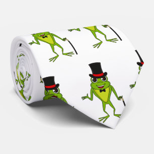 Funny frog with top hat cartoon tie