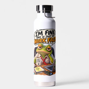Funny Frog Work Face Stainless Steel Water Bottle