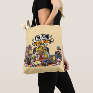 Funny Frog Work Face Tote Bag - Office Humour