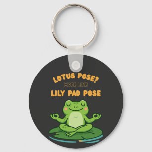 Funny Frog Yoga Cartoon Lotus Lily Pad Pose Design Key Ring