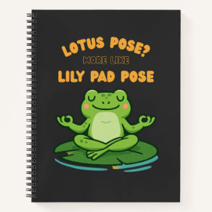 Funny Frog Yoga Cartoon Lotus Lily Pad Pose Design Notebook