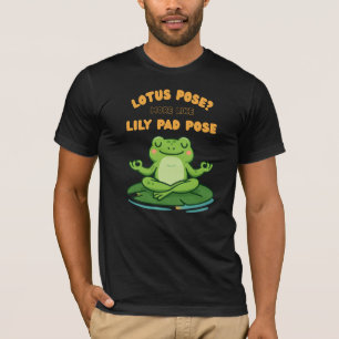 Funny Frog Yoga Cartoon Lotus Lily Pad Pose Design T-Shirt