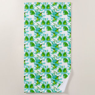 Funny Frogs Pattern Kids Beach Towel