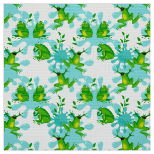 Funny Frogs Pattern Kids Fabric