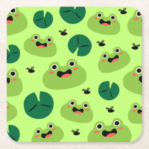 Funny frogs square paper coaster