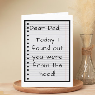 Funny From the Hood Fatherhood Happy Father's Day Thank You Card