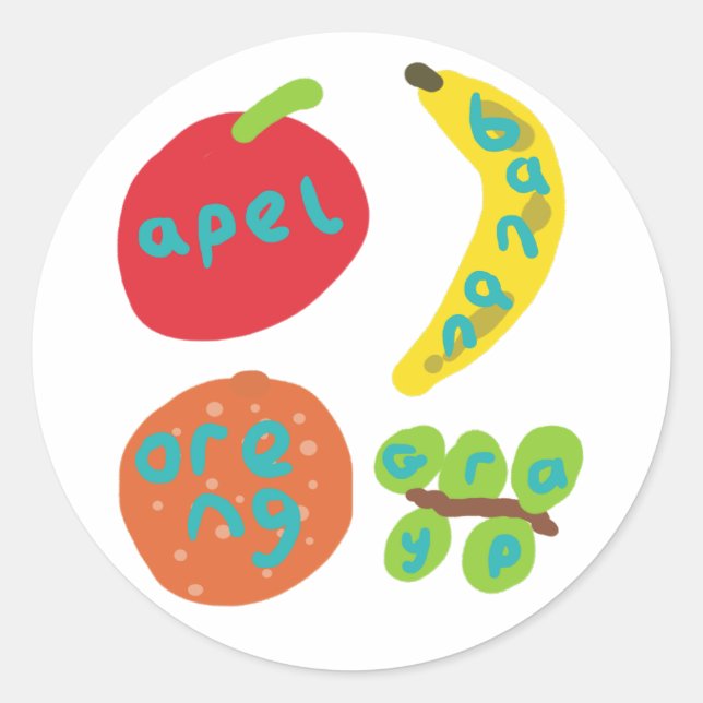 Funny Fruit Classic Round Sticker (Front)