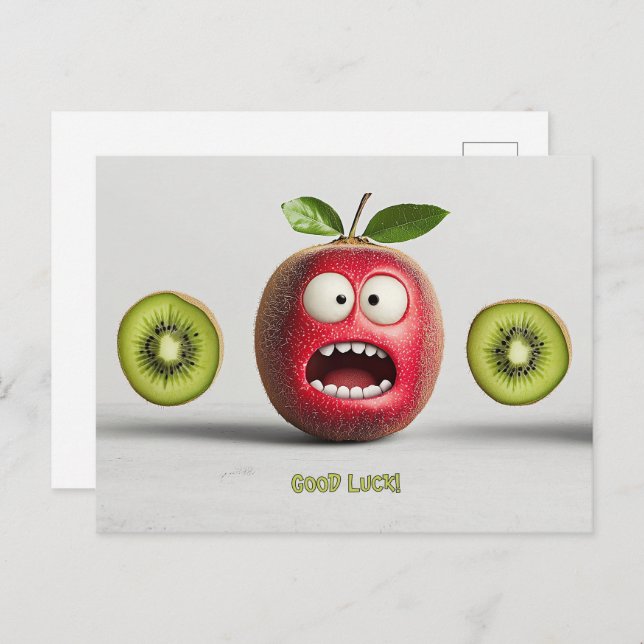 Funny Fruit Face Good Luck Postcard (Front/Back)