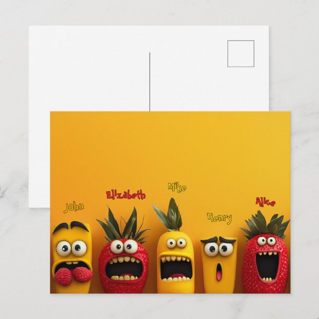 Funny Fruit Faces Postcard (Front/Back)