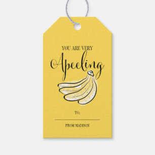 Funny Fruit Pun Apeeling Banana Valentine Gift Tag