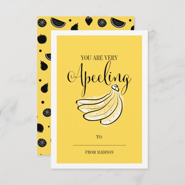 Funny Fruit Pun Banana Classroom Valentine Card (Front/Back)
