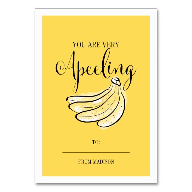 Funny Fruit Pun Banana Classroom Valentine Card (Front)