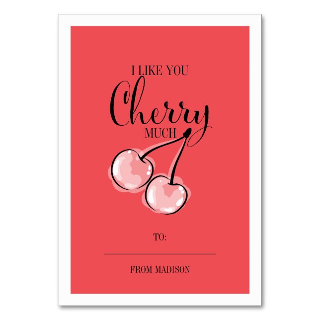 Funny Fruit Pun Cherry Classroom Valentine Card (Front)
