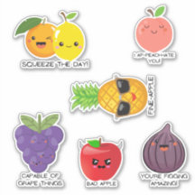 Funny fruit pun food laptop water bottle stickers