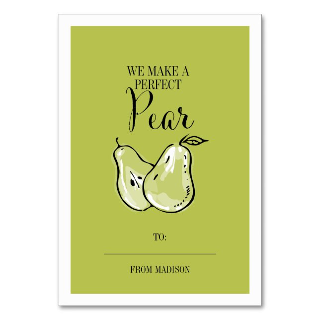 Funny Fruit Pun Pear Classroom Valentine Card (Front)