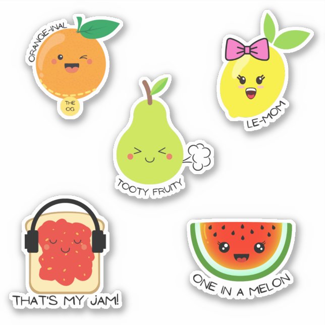 Funny fruit pun sticker sheet for laptop  (Front)