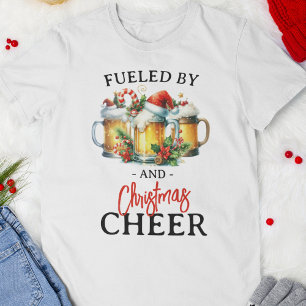 Funny Fuelled By Beer Christmas Holiday T-Shirt