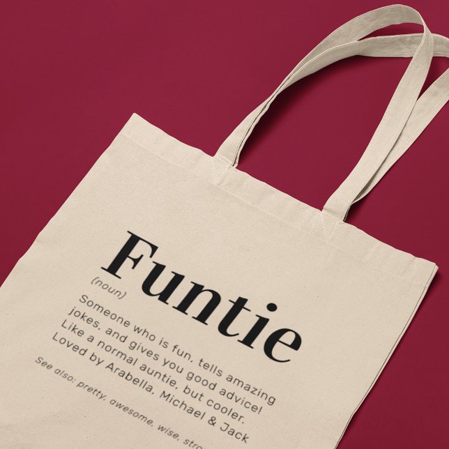 Funny Fun Auntie Funtie Tote Bag (Creator Uploaded)