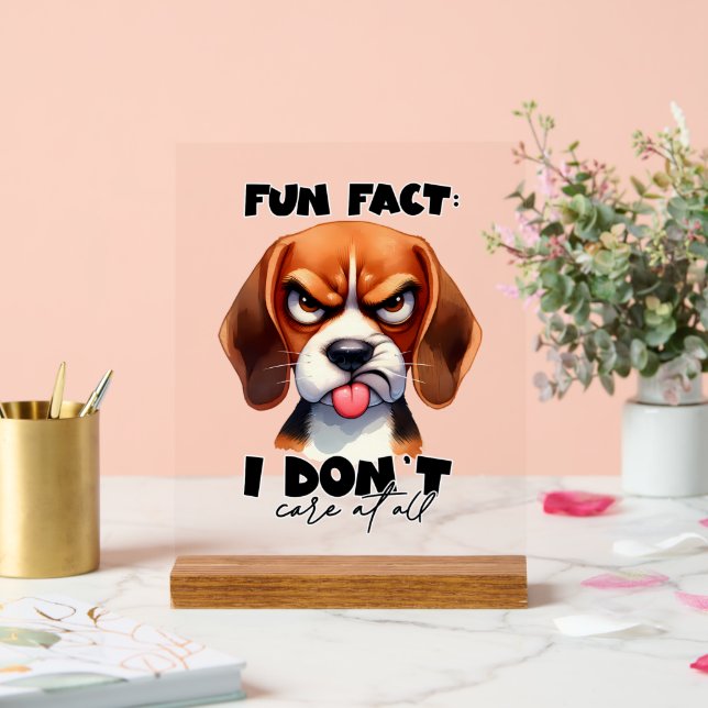 Funny fun fact care word art dog acrylic sign (Wedding)