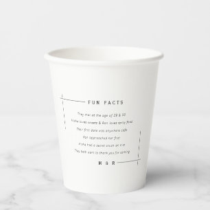 Funny, fun facts minimalist wedding paper cups