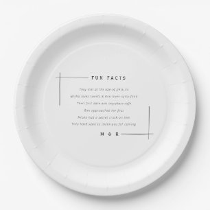 Funny, fun facts minimalist wedding paper plate