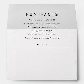 Funny, fun facts return address wedding envelope
