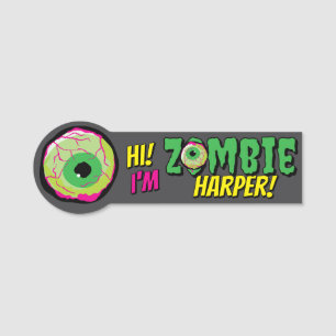Funny Fun ‘Hi I’m Zombie Personalised’ Halloween  Name Tag