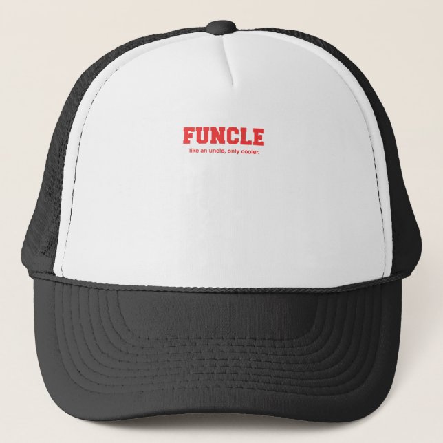 Funny Funcle College Print Trucker Hat (Front)