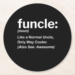 Funny Funcle Definition Gift Uncle Gifts Round Paper Coaster