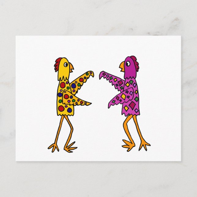 Funny Funky Chickens Dancing Postcard (Front)