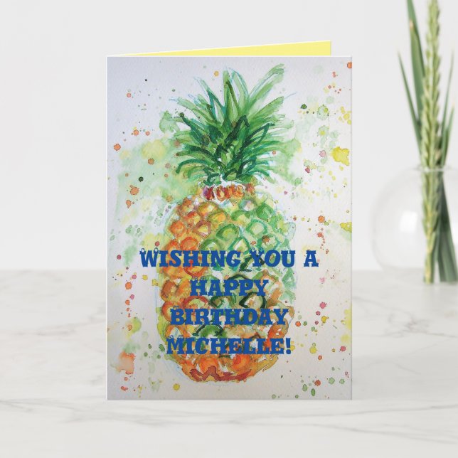 Funny Funky Pineapple Fruit humour Birthday Card (Front)