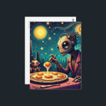 Funny Funky  Robots Eating Fried Eggs Postcard<br><div class="desc">An alien robot eating some fried eggs  AI generated art</div>