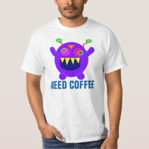 Funny Funniest Coffee T-shirts, Coffee Monster T-Shirt