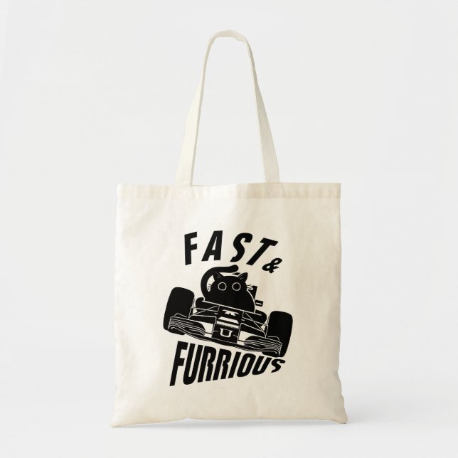 Funny FURRurious car driving cat Tote Bag (Front)